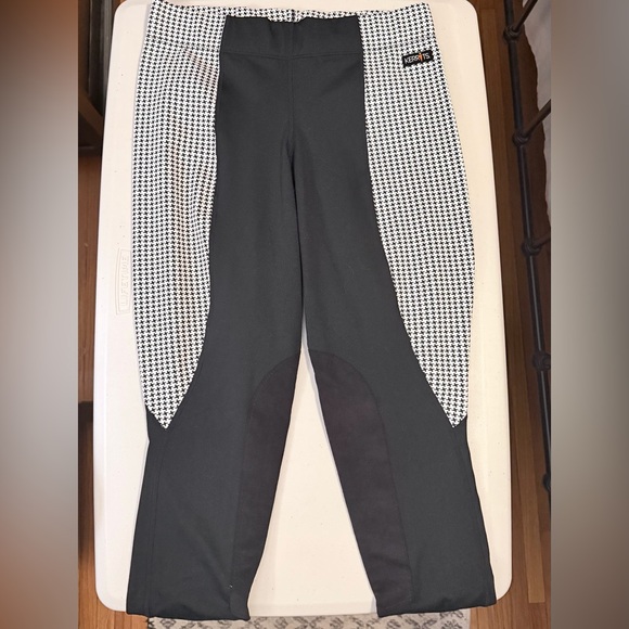 Kerrits Black & White Houndstooth Knee Patch Tights - Picture 2 of 5